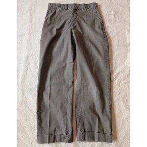 Vintage 50s 60s Gray Whipcord Trousers Cuffed Women's 28x25 Classic Workwear